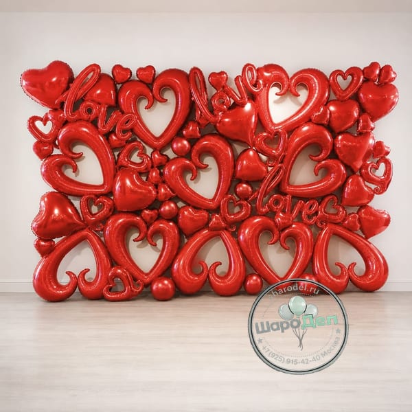 Панно Сердца Love 2х2,5 м